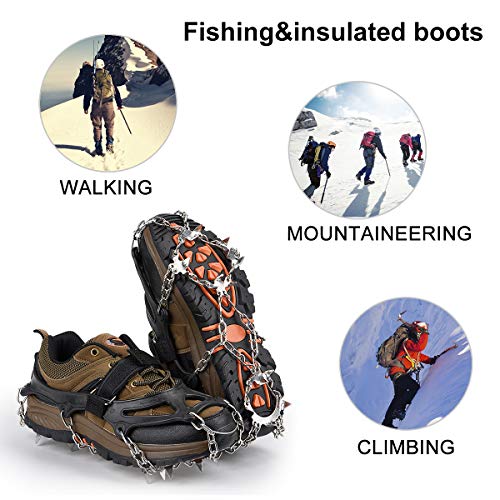 image for Qerhod Traction Cleats,18 Tooth Stainless Steel Ice Snow Grips Anti Sl