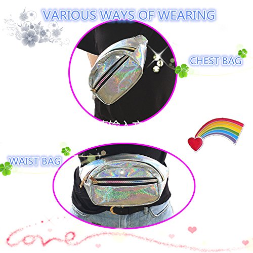Fanny Packs for Women Holographic Waist Bag for Party Traveling Outdoor Sports