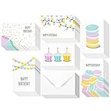 Birthday Cards Box Set – 48 Pack Happy Birthday Cards, 6 Dessert and Festive Designs, Birthday Cards Bulk, Envelopes Included, 4 x 6 Inches