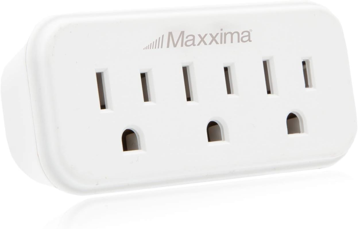 Maxxima 3 Grounded Multi Outlet Adaptor Wall Plug, Turn one outlet into 3 (Pack of 4) - - 