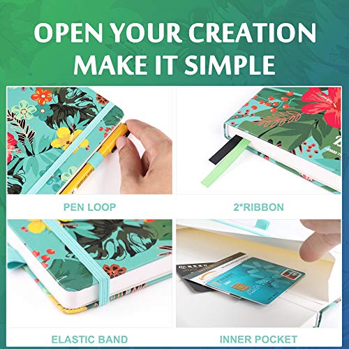 Bullet-Dotted-Journal-Notebook-A5-Cute-Floral-Hardcover-dot-grid-writing-notebooks-for-women-men-Premium-Thick-Paper-192-Pages-Pen-Loop-Bookmarks-Pocket-Detachable-Sheets