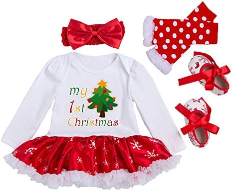 MXCZ Baby-Girls Long Sleeved Dress Cotton Christmas Suit(4pcs)