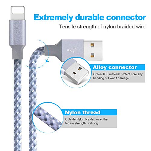 image for Cordking iPhone Charger,MFi Certified Lightning Cables 5Pack 2X3FT 2X6