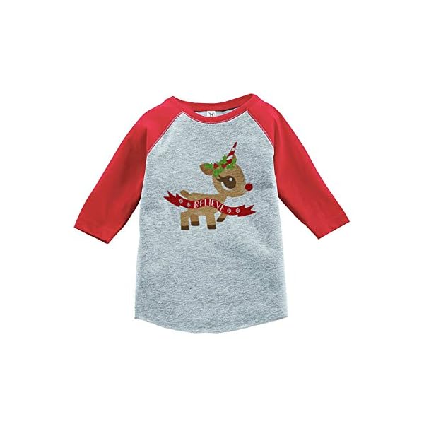 7 ate 9 Apparel Girl's Christmas Unicorn Red Baseball Shirt T-Shirt