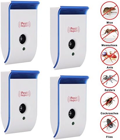 Ultrasonic Pest Repeller-Electronic Pest Control Plug in(4 Packs)- Pest Reject Indoor-Repellent for Rodents,Insects,Mice,Roaches, Spiders,Ants,Mosquitoes,Fleas-Environment Friendly,Human&amp;Pets Safe