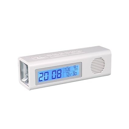 Rural Mart 3 in 1 Table Clock Fm and Torch with Dual Power Option for Office Home Living Bedroom (White)