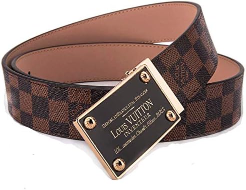Fashion Belt Brown Belt with Square Golden belt buckle(115CM)