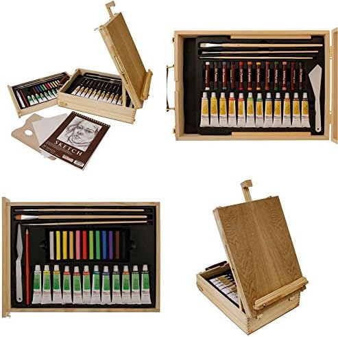 GOOD MEDIA Easel Painting Set Artbox Wood Kit Artist Oil Paint Brushes Palette Case Gift ✅