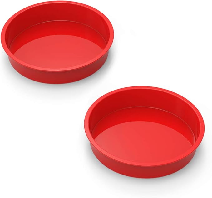 Silicone Cake Tins for Baking, SILIVO 2 Pcs 9.5 Inch Round Cake Tins