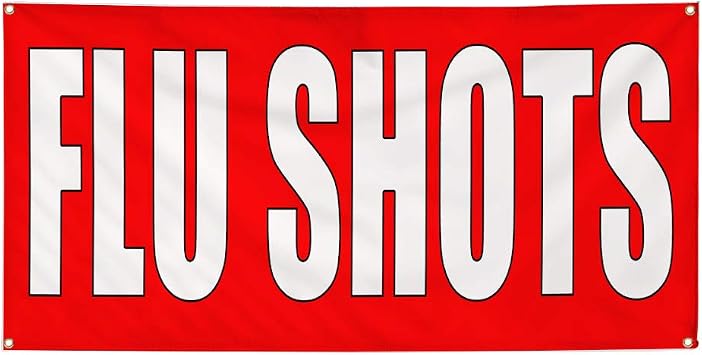 Amazon Com Vinyl Banner Sign Flu Shots Red White Health Care