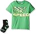 PUMA Big Boys' Graphic Tee and Sock, Field Green, Large (14/16)