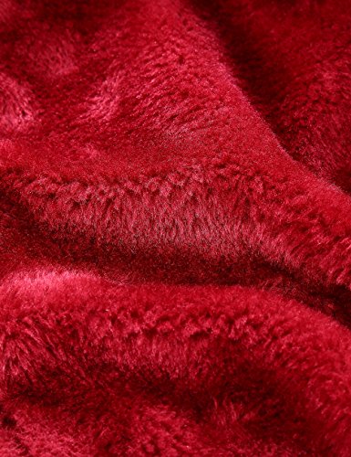 Bellivera Women's Faux Leather Suede Jacket Motocycle Sherpa-Lined Coat with Removable Fur Collar 8830 Red L
