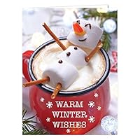 Cocoa Snowman Holiday Card Pack - Set of 25 cards - 1 design, versed inside with envelopes