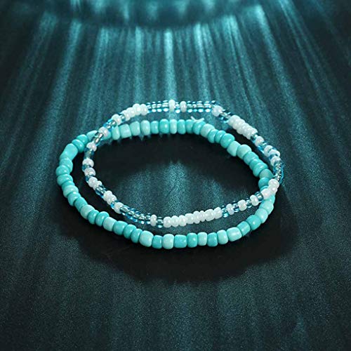 Yalice Boho Layered Turquoise Anklets Wave Rope Ankle Bracelet Beach Foot Chain for Women and Girls
