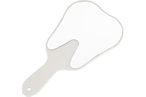 Annhua Handheld Mirrors with Handle Small Face Mirror, Tooth Shaped Hand Mirror Makeup, Used for Dentist Office, Clinic, Bathroom, Barber and Salon – White