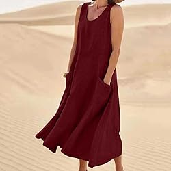 Women's Summer Cotton Linen Long Dress Sleeveless