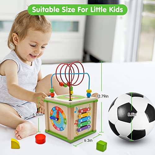 Amagoing 5in1 Baby Activity Cube, Wooden Educational Kids Toys for