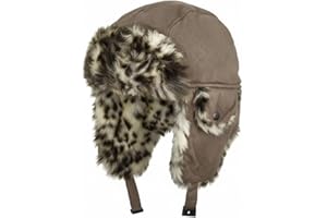 Chic Faux Fur Trapper Hat for Women – Winter Aviator Trooper Cap with Leopard Print Trim and Warm Ear Flaps