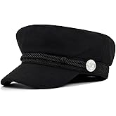 Womens Fashion Black Chauffeur Hat Visor Beret Baker Boy Hat Peaked Cap for All Seasons