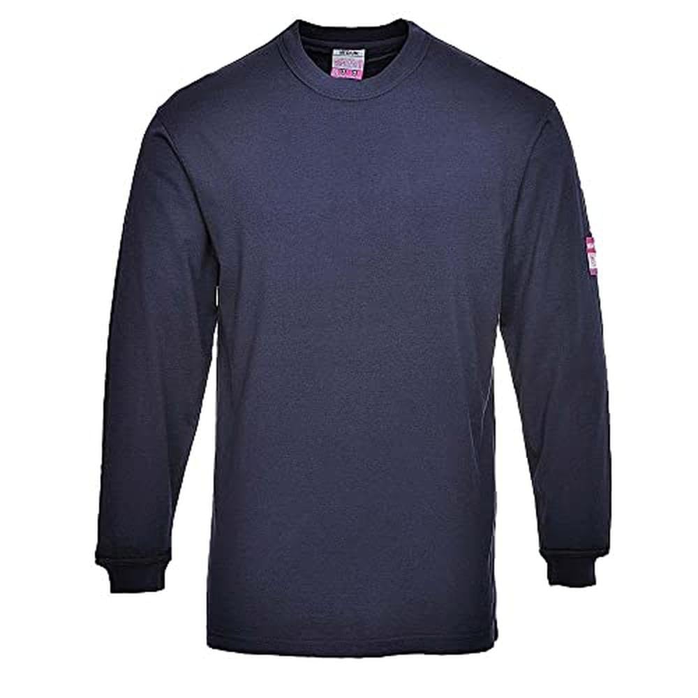 Portwest FR11 Modaflame Knit FR Long Sleeve T-Shirt Flame-Resistant Anti-Static Heat Protection Soft Breathable Workwear CE-Certified for Safety Compliance, Navy, M
