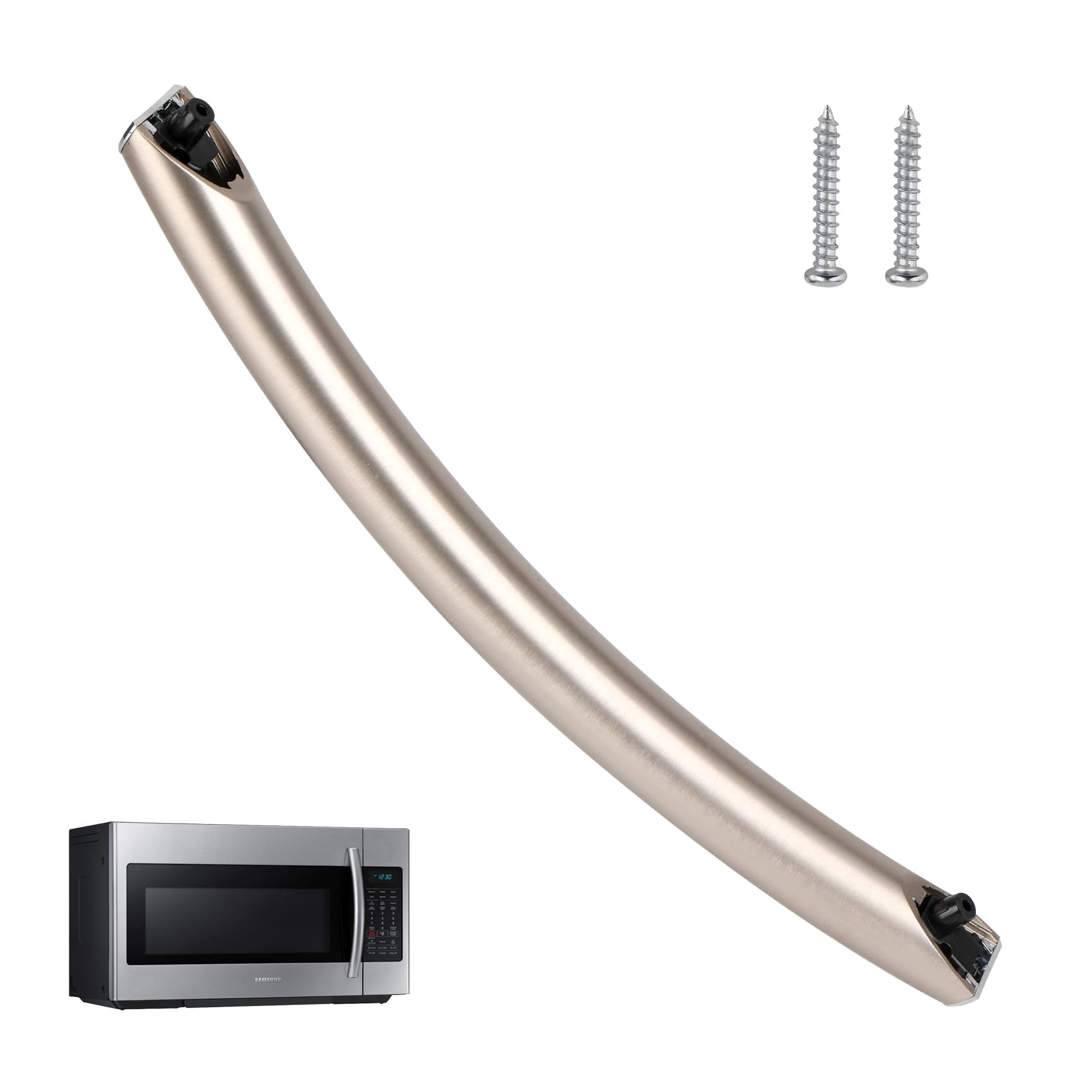Photo 1 of DE94-04309A DE94-04309B Microwave Door Handle with 2 Screws, ME17R7021ES ME19R7041FS Handle, Compitable for Samsung ME21R7051SS ME21R7051SG Microwave(See Figure 3 for Specific Models)