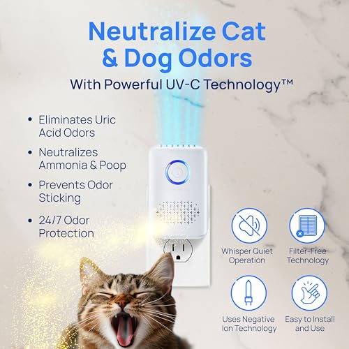 Clarifion ODRx - UV-C Cat Odor Deodorizer & Eliminator, Removes Cat Pee Smell, Filterless, Quiet, Compact Air Freshener for Bedrooms, Living Rooms, Litter Box Areas, Eliminates Ammonia Odors