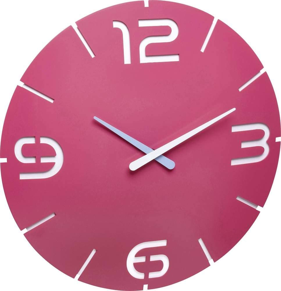 TFA Dostmann Designer Wall Clock CONTOUR, 60.3047.12, two-layered sandwich dial, quartz clock, pink/white