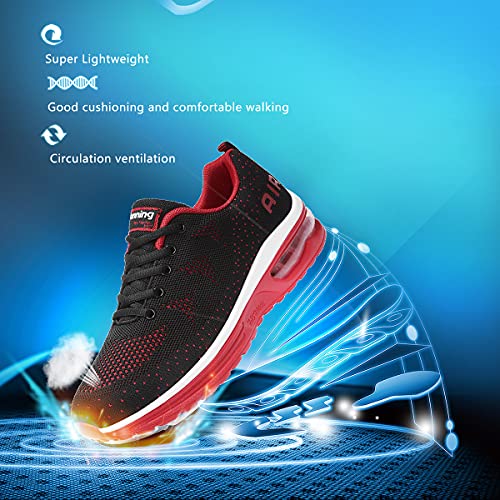 fashioncool Men\'s Women’ s Non Slip Gym Sneakers Lightweight Breathable Athletic Running Walking Tennis Shoes Red835 EU 40