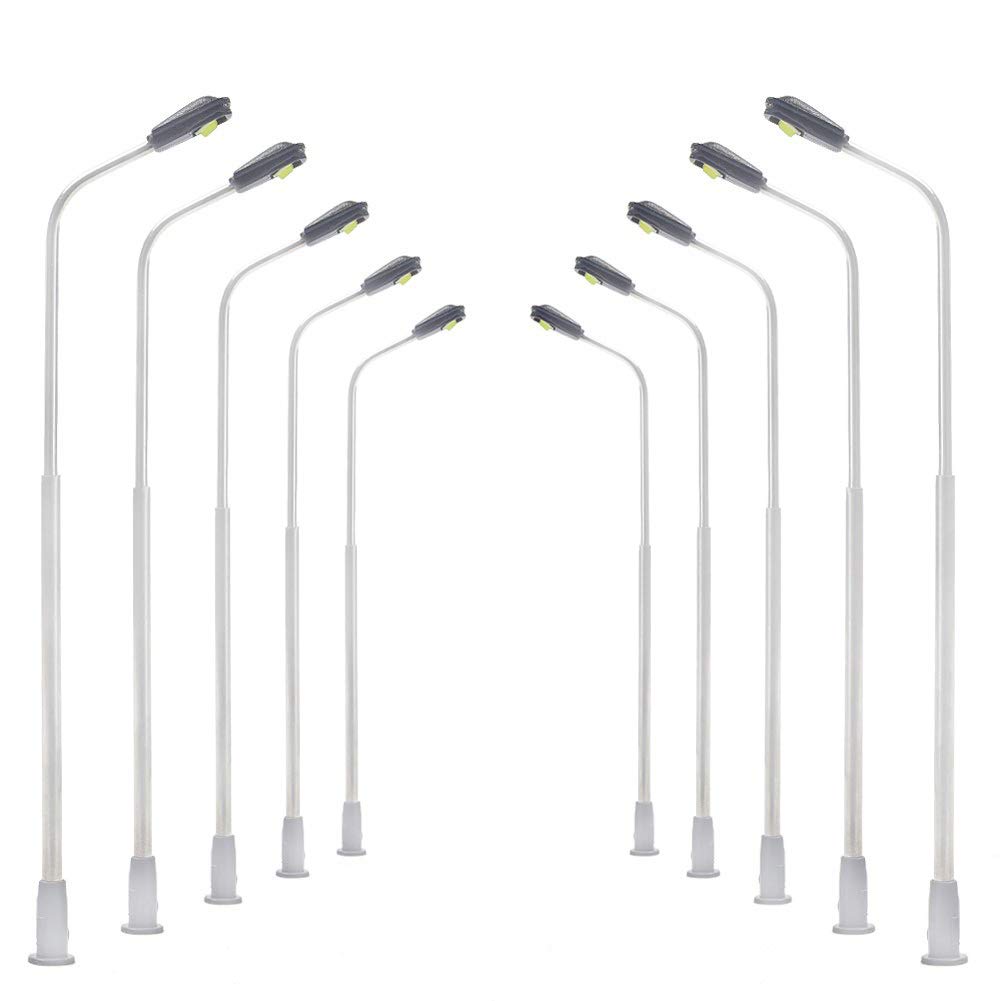 Yetaha 20PCS 00 Gauge Model Railway Train Lamps, 11cm 1:76 OO Scale Street Traffic Lights, Bright White 3V LED Model Lamp for HO/OO Scale Railway Building City Layouts Dioramas