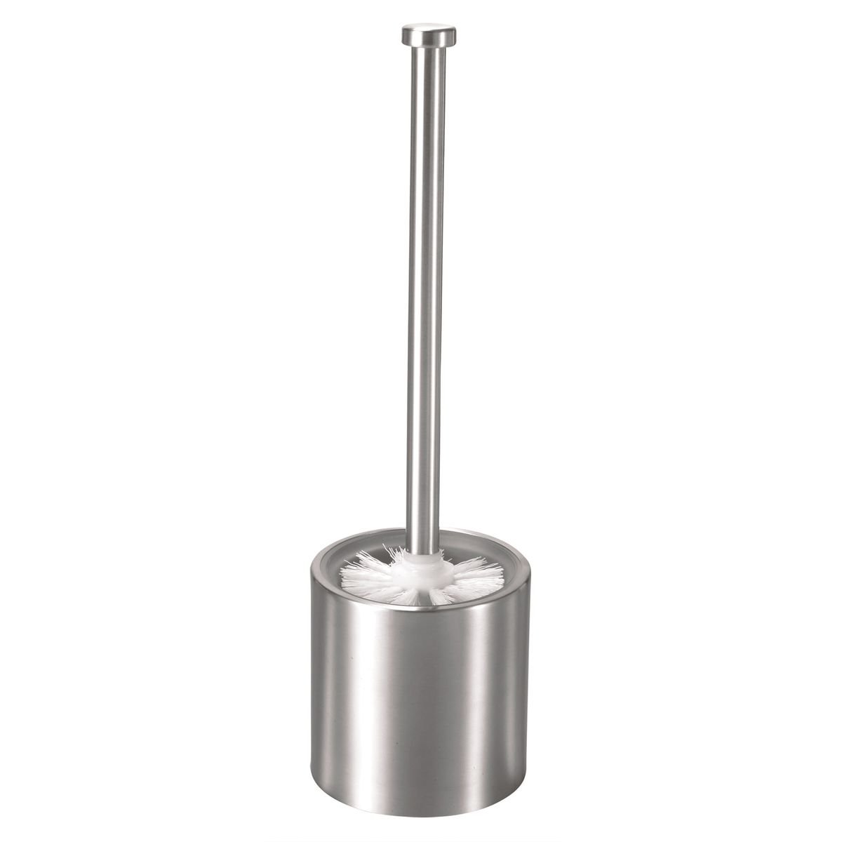 axentia Stainless Steel Toilet Brush and Holder Set - Rust-Free Steel with Hygienic Removable Glass Insert - Incl. Replaceable Spare Toilet Bowl Brush Head