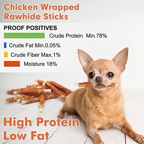 MON2SUN Dog Rawhide Twist Chicken Hide Sticks 5 Inch 25 Count for Puppy