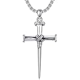 MEIDERBO Three Nail Cross Necklace 925 Sterling Silver 3 Nail Cross Pendant Christian Jewelry Gifts for Men 22+2"
