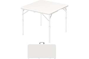IWDOO 34" Folding Card Table, 3 Foot Portable Plastic Tables with Collapsible Legs & Carrying Handle, Fold in Half Square Table, Bi-Folding Commercial Tables for Indoor Outdoor Party Dining Camping