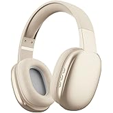 Gabba Goods Wireless Over Ear Bluetooth Headphones with Microphone - Wireless Headset -Noise Reduction - Bluetooth, Wired,Built in Micro SD for Travel, Home, Work TV,PC,Gaming,Cellphone (Beige)