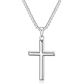 Rnivida Sterling Silver Cross Pendant Necklace for Men, Simple Christian Cross Jewelry Gifts