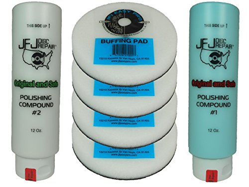 JFJ Combo Pack: 4 Buffing Pads, 2 Polish Compounds (#1 Blue, #2 White)