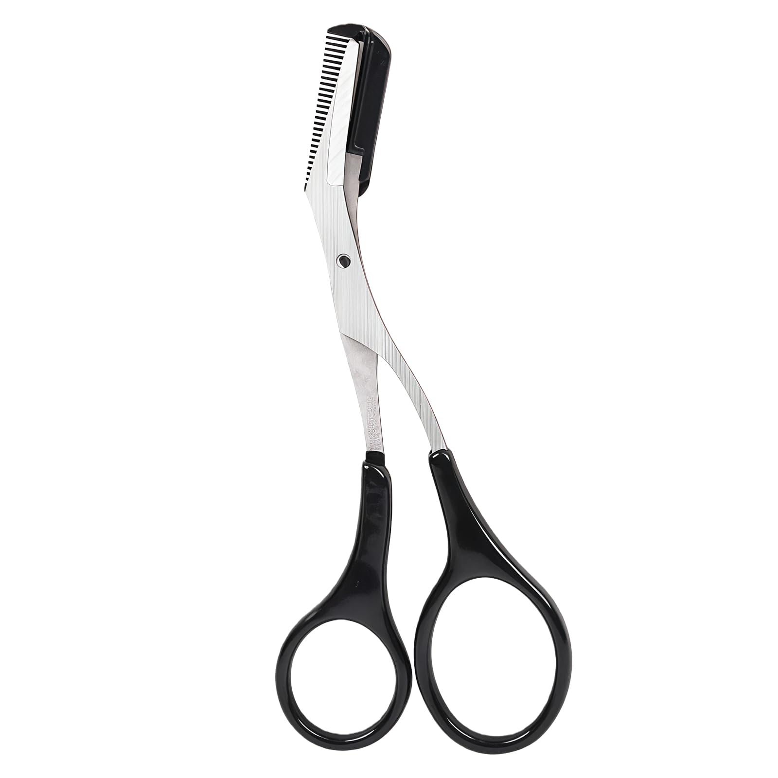 Professional Precision Trimmer Eyebrow Scissors Remover Beauty Tool with Comb and Non Slip Finger Grips Black Silver Tone for Men