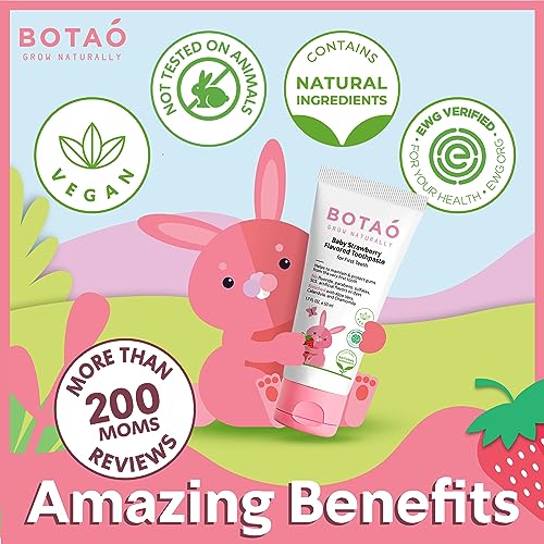 BOTAO Fluoride Free Baby Toothpaste Strawberry Flavored Organic