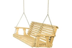 Amish Casual Heavy Duty Wooden Roll Back 5 Foot Porch Swing in Unfinished, Authentic Amish Craftsmanship from Treated Pine with 700 Lb. Weight Capacity