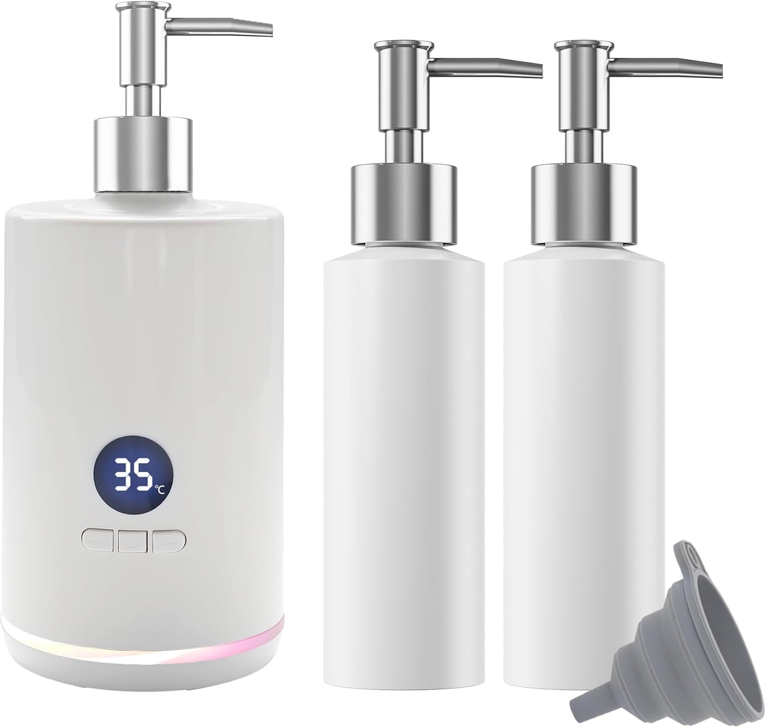 Massage Oil Warmer with Two Oil Bottle Dispenser for Heating Liquids Such as Essential Oils, lotions and Shower gels for Home, Professional Salons, spa