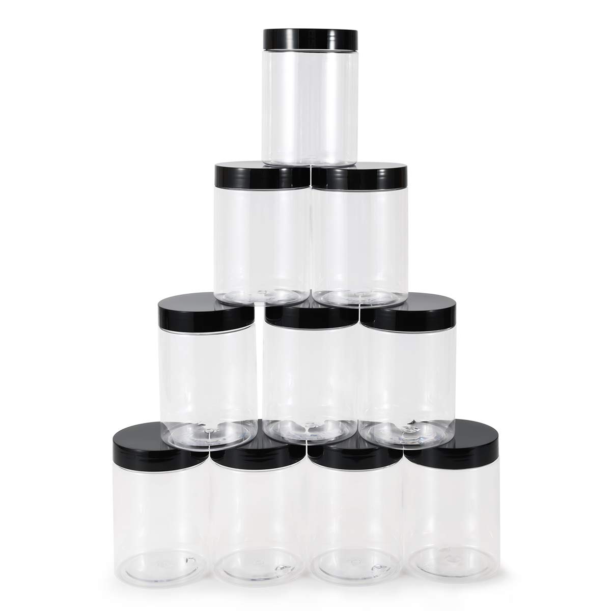 testyu 10 Pcs 10oz/300ml Plastic Jars with Sealing Lid, Food-Grade PET Spice Jars, Reusable Durable Spill-Proof Plastic Storage Jar for Kitchen Groceries Spice Cereals Crafts Slime Containers