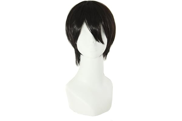 MapofBeauty Men's Short Straight Wig Cosplay Costume Wig (Black) | 30 cm,Cosplay,Synthetic