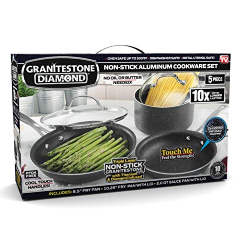 Granite Stone Diamond NonStick 5pc Mineral Infused Titanium Cookware