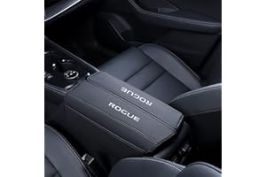 XITER 1PC Leather Center Console Armrest Cover with Side Pockets for Nissan Rogue 2021 2022 2023 2024 Accessories(Black Stitc