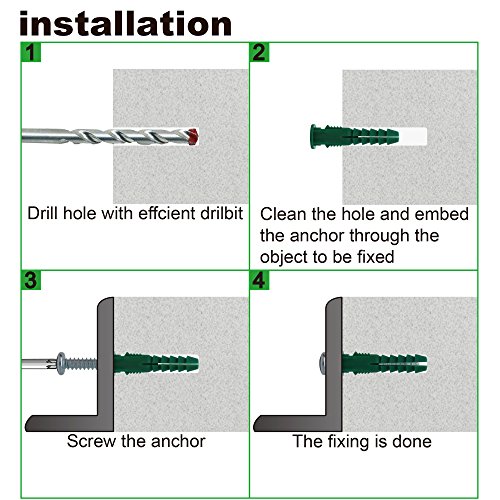 DIY.TK Plastic Self Drilling Drywall Ribbed Anchors with Phillips Pan