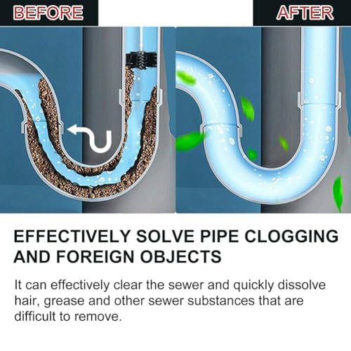 Terrifi Drain Clog Remover, Kitchen Granules Cleaner, Unclogs Grease Or Cooking Oil Blockages, Hair Powerful Cleaner For Clogged Sink, Fast Acting, Safe All Pipes