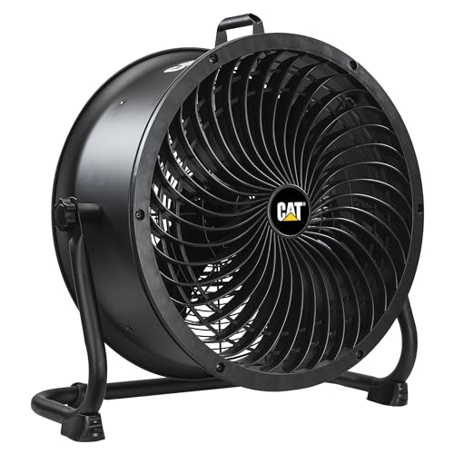 CAT by CATERPILLAR HVD-18AC - 18-inch High-velocity Drum Air Circulator Fan with 360-degree Pivoting Head and Dual Ball Bearing 4-speed Motor, Black…