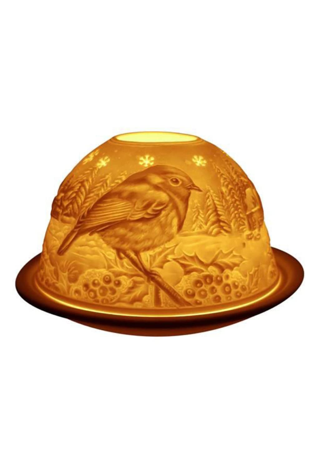Light-Glow Robin Lithophane Dome Tealight Candle Holder