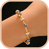 SUYACS 14k Gold Plated Evil Eye Wire Cuff Bangle Bracelet for Women | Silver Tianium Stainless Steel Cubic Zirconia Beads Bracelet Protective Amulet Stack Friendship Jewelry Gifts to Daughter