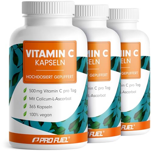 Vitamin C hochdosiert - 1095 Kapseln - 500 mg Vitamin C gepuffert - hochwertiges Calcium-Ascorbat optimal hochdosiert - laborgeprüft mit Zertifikat - 